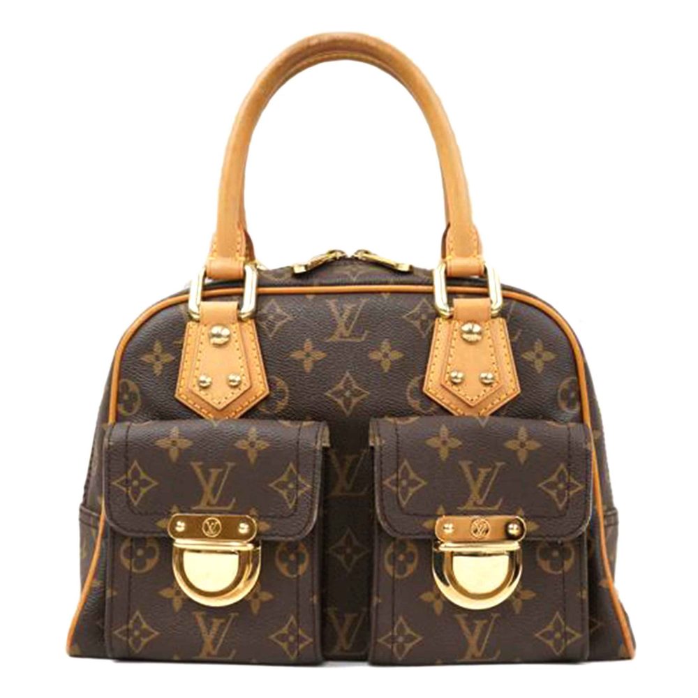 Louis Vuitton Manhattan PM Monogram Satchel Bag Brown